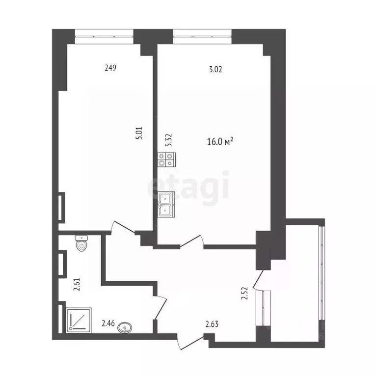 1-к кв. Ханты-Мансийский АО, Сургутский район, Белый Яр пгт ул. ... - Фото 2