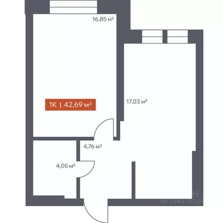 1-к кв. Томская область, Томск Красноармейская ул., 144 (42.69 м) - Фото 1