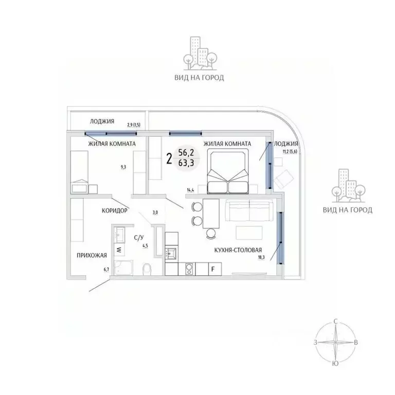 2-к кв. Крым, Керчь  (63.3 м) - Фото 1
