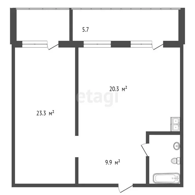 2-комнатная квартира: Тольятти, улица Баныкина, 16Б (59.6 м) - Фото 1
