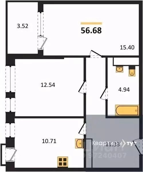 2-к кв. Воронежская область, Воронеж наб. Чуева, 7 (56.68 м) - Фото 0