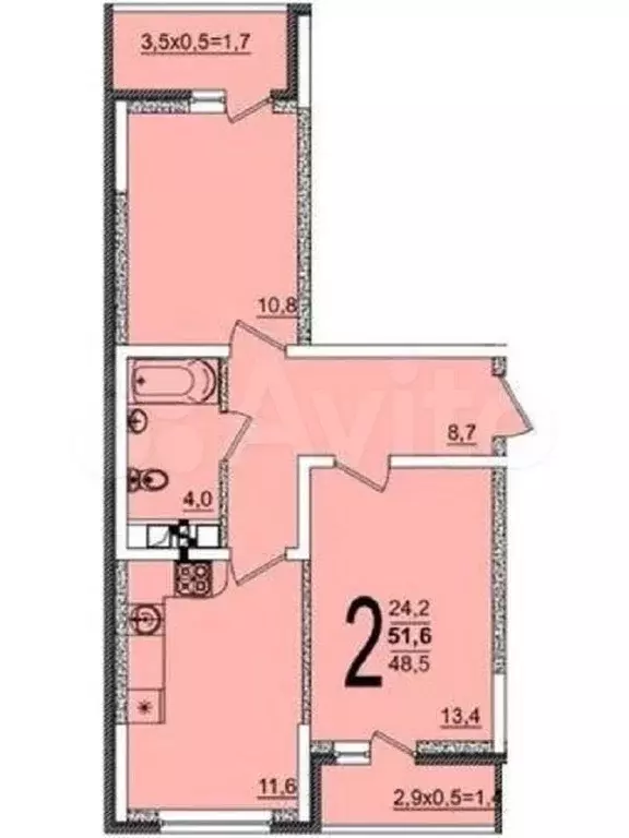 2-к. квартира, 55,5 м, 12/16 эт. - Фото 0