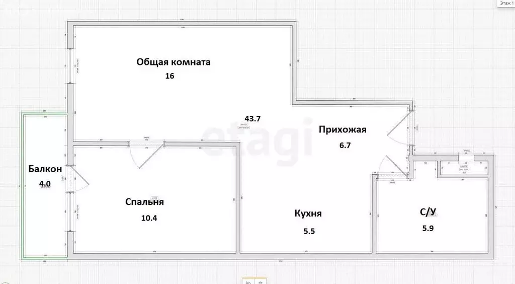 2-комнатная квартира: Тула, улица Академика Насоновой, 1Б (43 м) - Фото 0