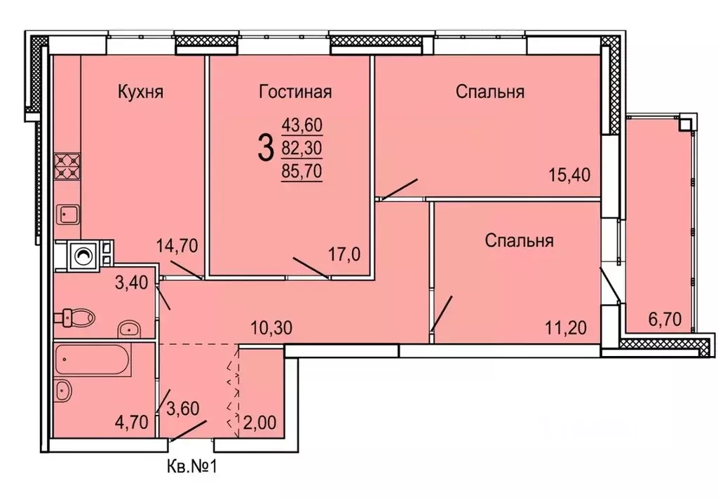 3-к кв. Тульская область, Тула ул. Седова, 20Д/1 (85.7 м) - Фото 0