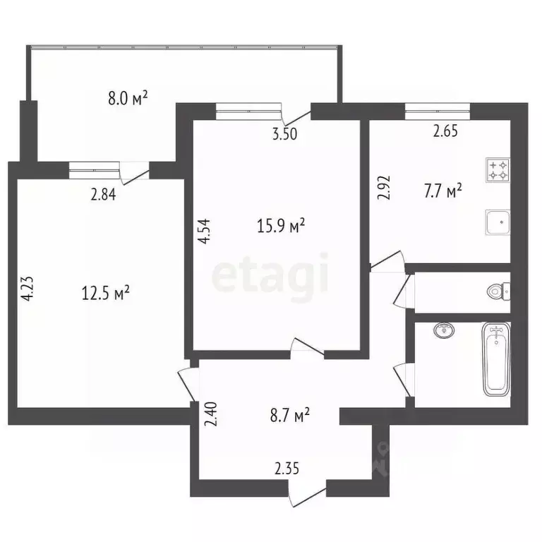 2-к кв. Крым, Симферополь ул. Лексина (59.6 м) - Фото 1