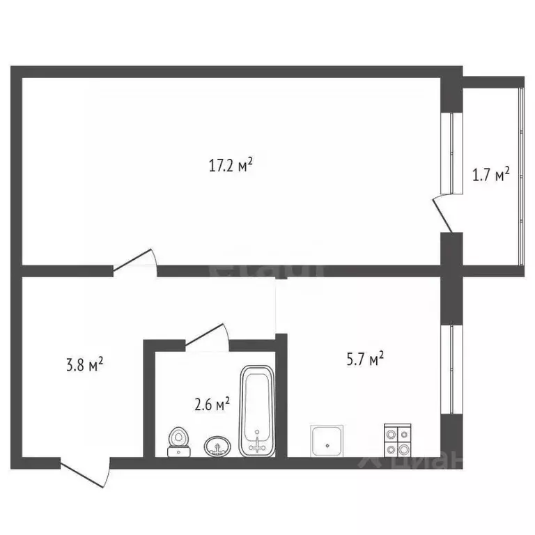 1-к кв. Башкортостан, Стерлитамак просп. Октября, 8 (31.5 м) - Фото 2
