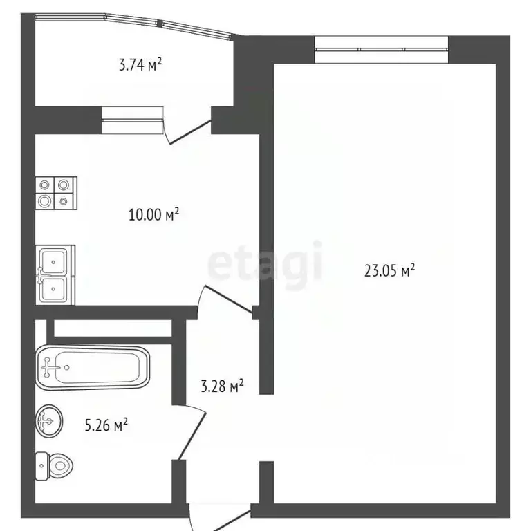 1-к кв. Тюменская область, Тюменский муниципальный округ, д. Патрушева ... - Фото 1