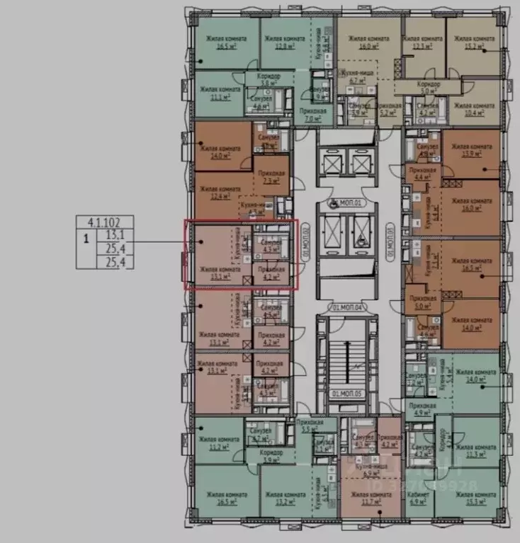 Студия Москва ул. Годовикова, 11к4 (26.2 м) - Фото 1