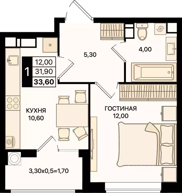 1-к кв. Ростовская область, Ростов-на-Дону Движение61 жилой комплекс ... - Фото 1