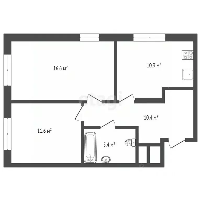 2-к кв. Пензенская область, Пенза ул. Стасова, 2А (55.0 м) - Фото 1