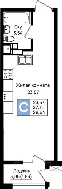 Студия Краснодарский край, Новороссийск 5-я Бригада мкр,  (28.64 м) - Фото 0