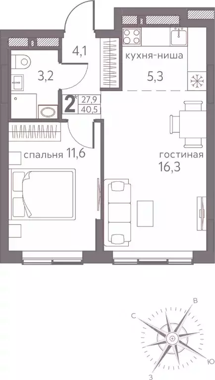 2-к кв. Пермский край, Пермь ул. Серебристая, 3А (40.5 м) - Фото 0