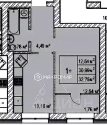 1-к кв. Татарстан, Казань ул. Ярдем, 25 (34.7 м) - Фото 2