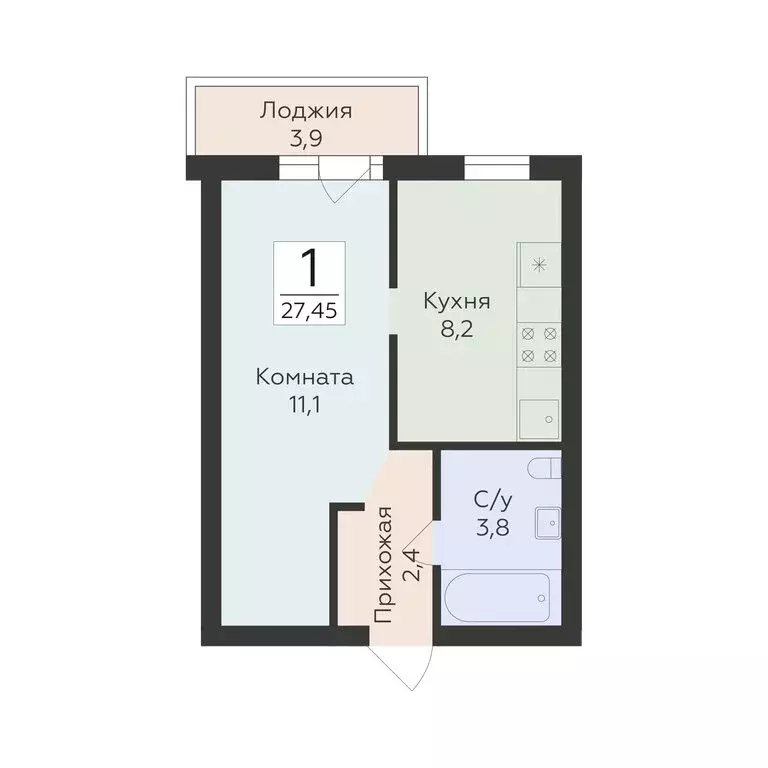 1-комнатная квартира: Самара, улица Победы, 14А (27.45 м) - Фото 1