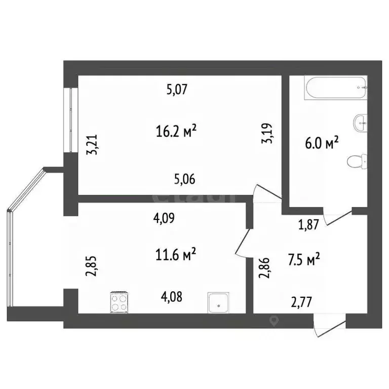 1-к кв. Вологодская область, Вологда ул. Южакова, 2 (40.7 м) - Фото 2