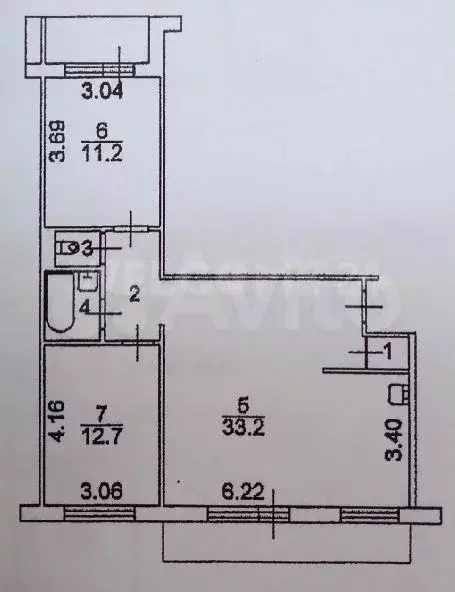 3-к. квартира, 65,4 м, 2/9 эт. - Фото 0