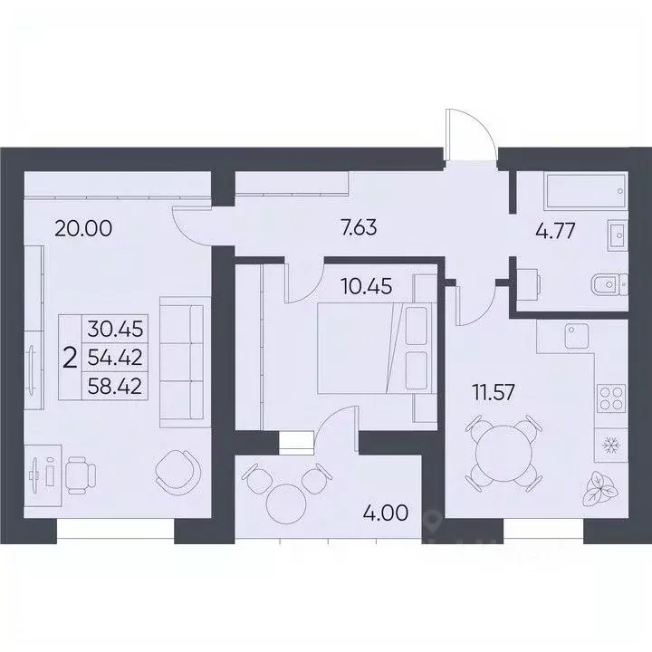 2-к кв. Саратовская область, Татищево рп ул. Михайловская, 13 (58.42 ... - Фото 0