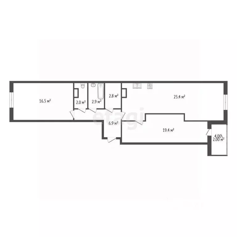 2-к кв. Санкт-Петербург ул. Парфеновская, 6к1 (75.9 м) - Фото 2
