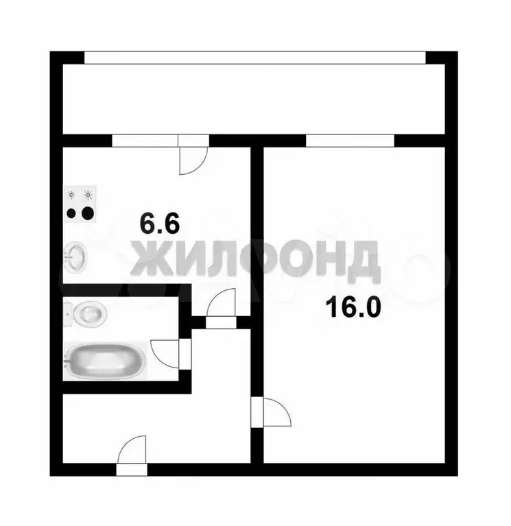 1-к. квартира, 30,7 м, 1/3 эт. - Фото 0