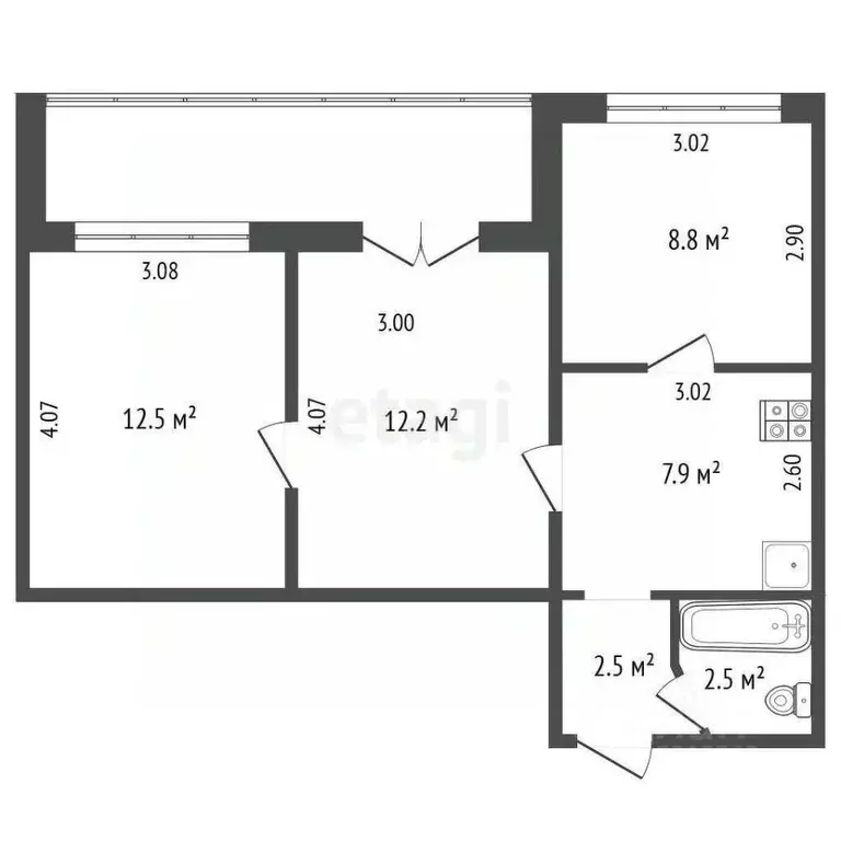 3-к кв. Кемеровская область, Кемерово Ногинская ул., 10 (46.4 м) - Фото 1