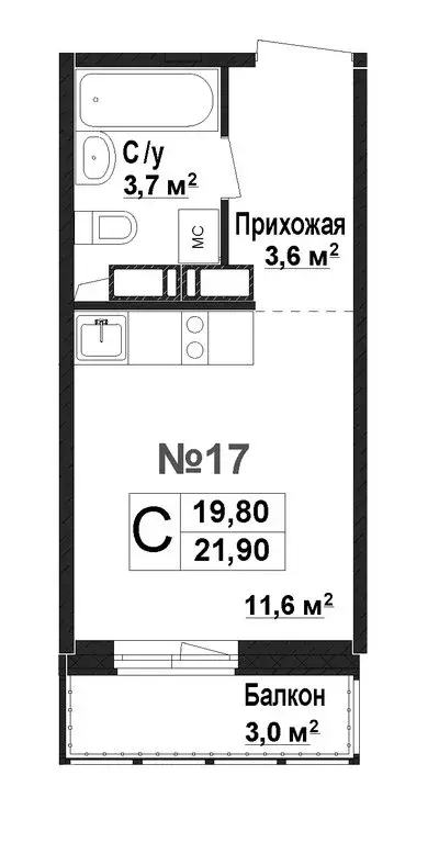 Квартира-студия: Нижний Новгород, жилой комплекс Торпедо (19.8 м) - Фото 0