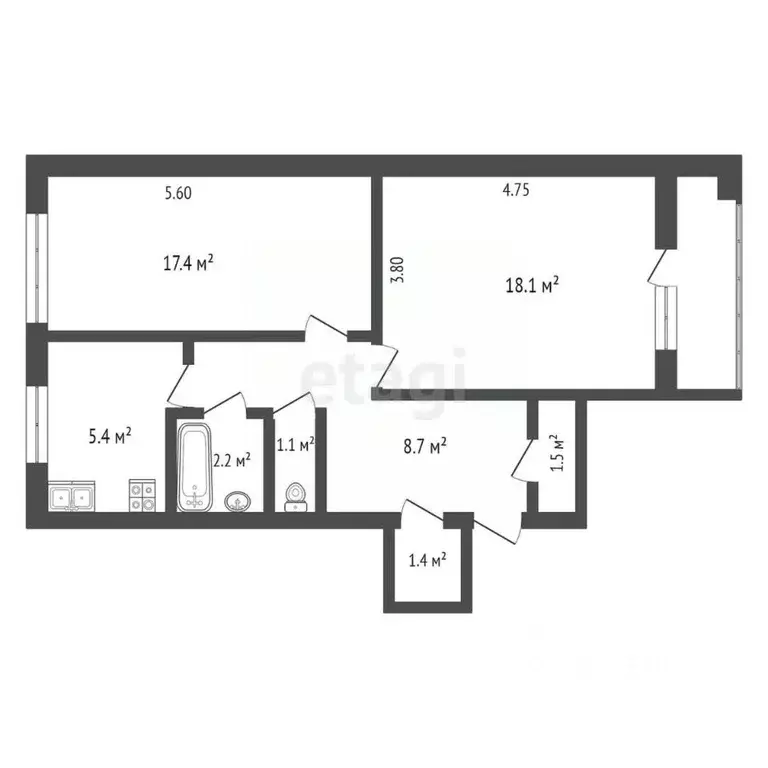 2-к кв. Крым, Симферополь ул. Семашко (65.0 м) - Фото 0