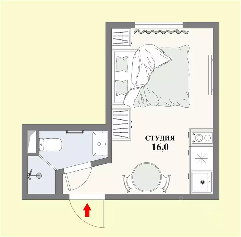 Студия Московская область, Дмитров Луговая ул., 13 (15.0 м) - Фото 1