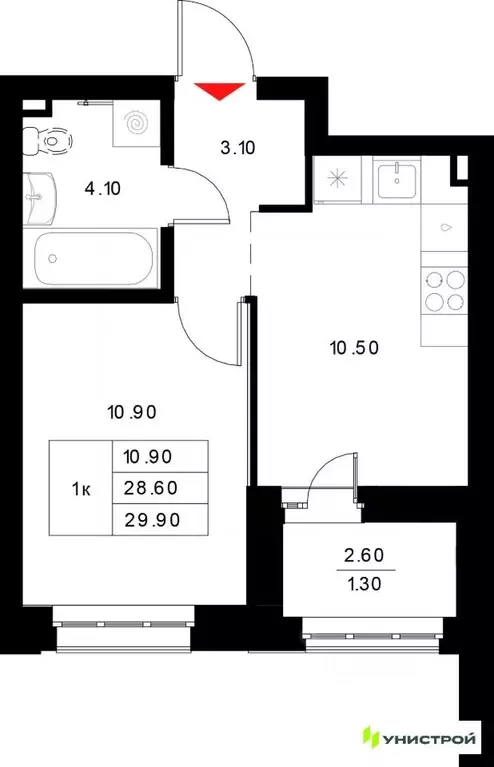 1-к кв. Татарстан, Казань Техническая ул. (29.9 м) - Фото 1