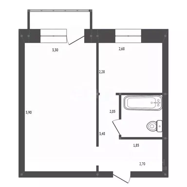 1-к кв. Амурская область, Белогорск Авиационная ул., 10 (34.6 м) - Фото 2