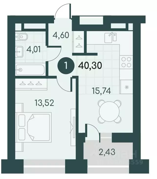 1-к кв. Курганская область, Курган Малиновые высоты жилой комплекс ... - Фото 1