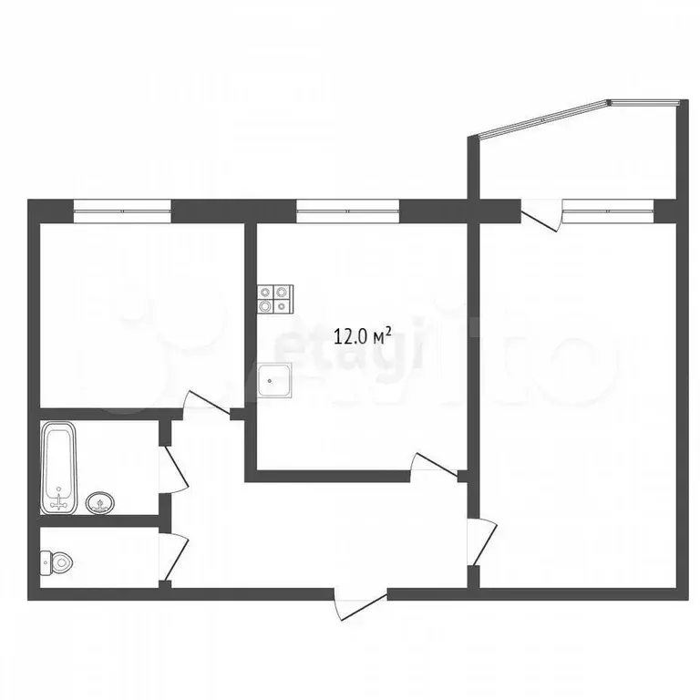 2-к. квартира, 55 м, 5/10 эт. - Фото 0