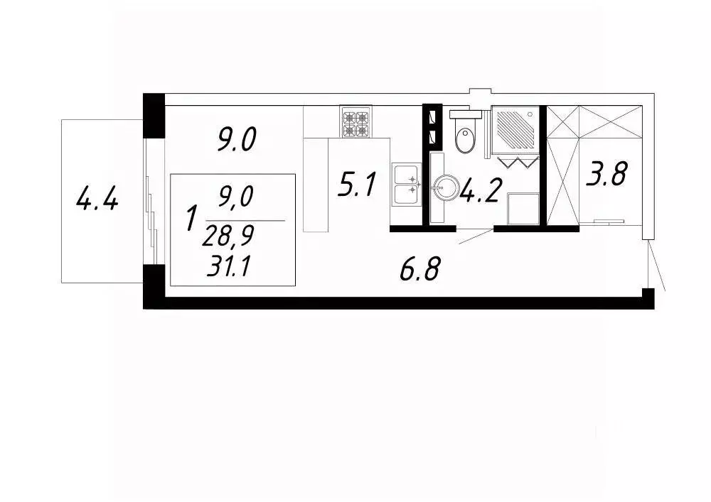 1-к кв. Ставропольский край, Ессентуки Озеро жилой комплекс (31.1 м) - Фото 1