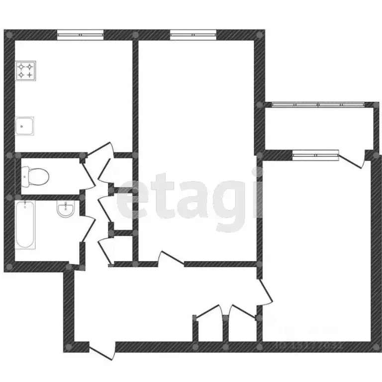 2-к кв. Ямало-Ненецкий АО, Новый Уренгой Мирный мкр, 1/6 (54.6 м) - Фото 1