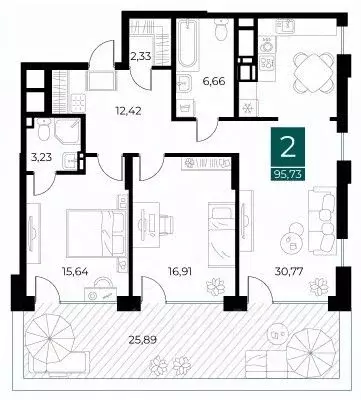 2-к кв. Рязанская область, Рязань Арт Кварталы жилой комплекс (95.73 ... - Фото 1