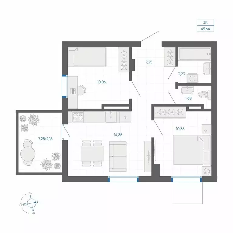 2-комнатная квартира: Челябинский городской округ, посёлок ... - Фото 2