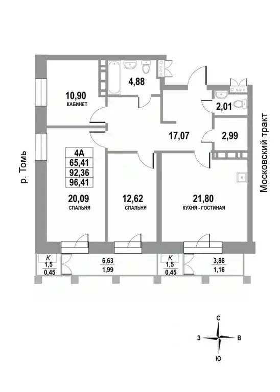 4-к кв. Томская область, Томск тракт Московский, 109Бк1 (96.41 м) - Фото 0