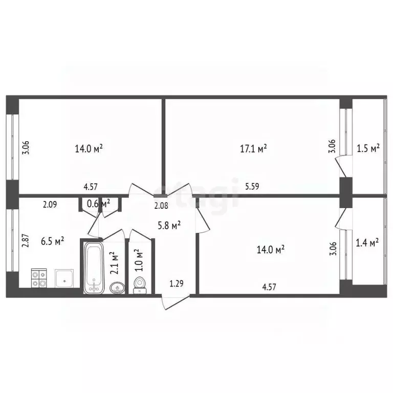 3-к кв. Мордовия, Саранск Мордовская ул., 35к235 (61.1 м) - Фото 2
