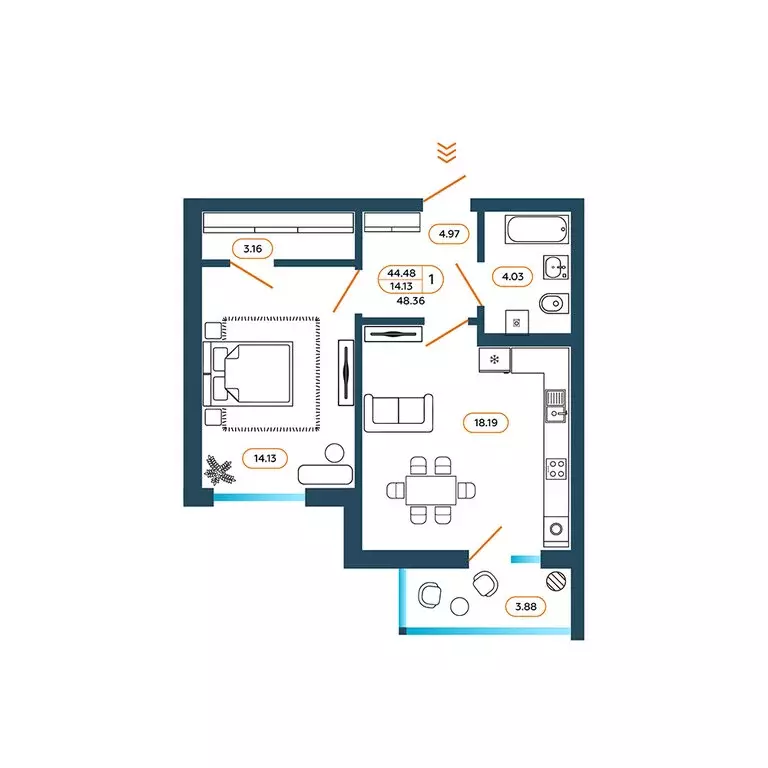1-комнатная квартира: Батайск, Родная улица, 1 (49.2 м) - Фото 1
