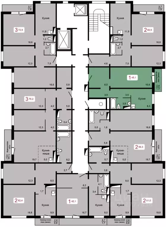 1-к кв. Красноярский край, Красноярск ул. Кутузова, 2с4 (45.1 м) - Фото 0