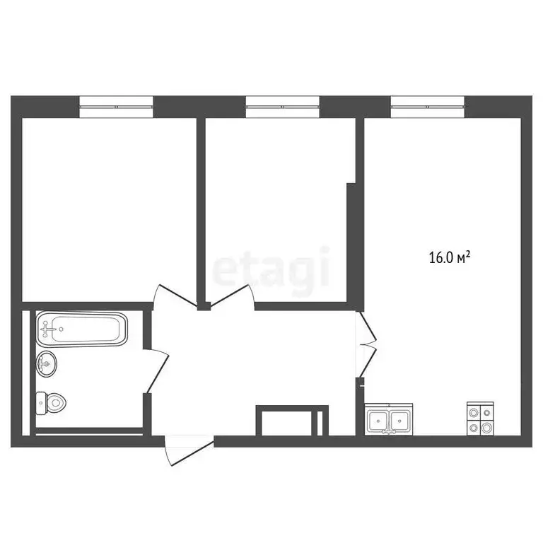 2-комнатная квартира: Тюмень, улица Республики, 204к7 (52.9 м) - Фото 1