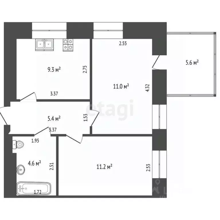 2-к кв. Ростовская область, Ростов-на-Дону Соборный пер., 29 (41.5 м) - Фото 2