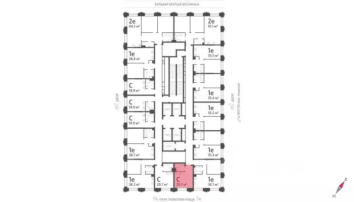 Студия Москва Зиларт жилой комплекс, 21/22 (20.7 м) - Фото 1