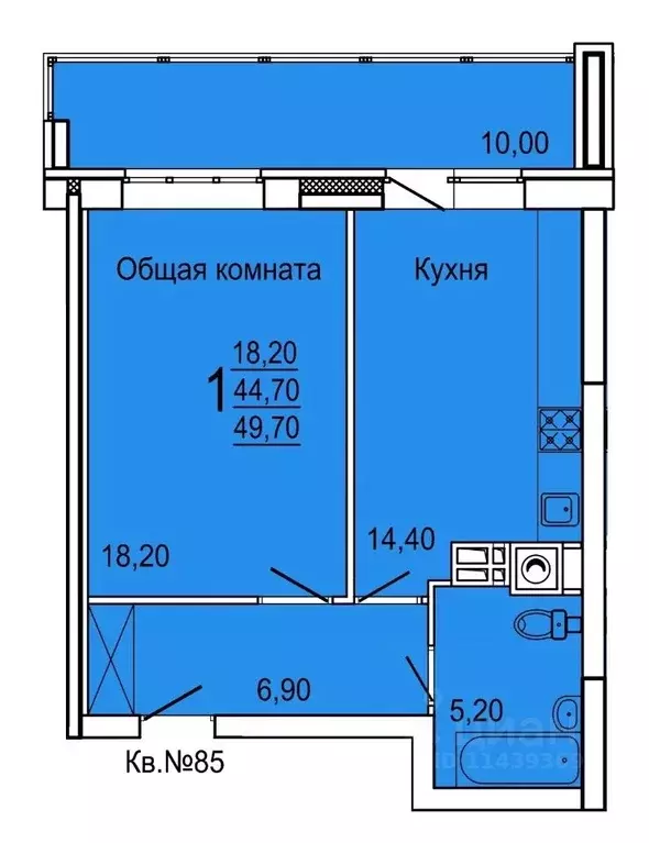 1-к кв. Тульская область, Тула ул. Седова, 20Г (49.7 м) - Фото 0