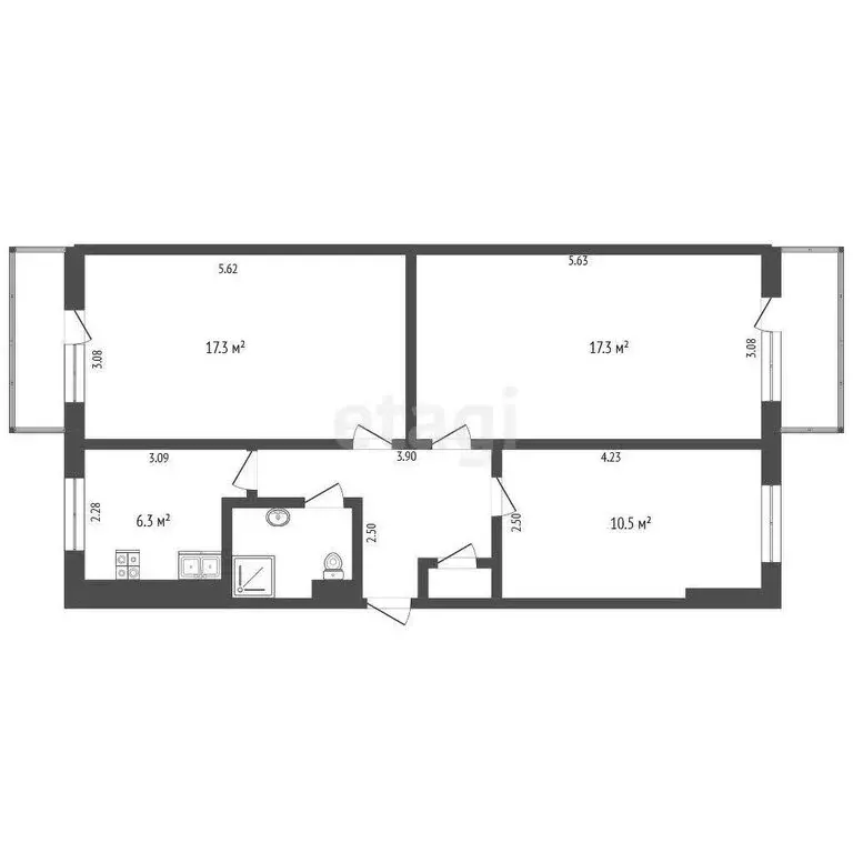 3-комнатная квартира: Белгород, улица Щорса, 17 (61.3 м) - Фото 0