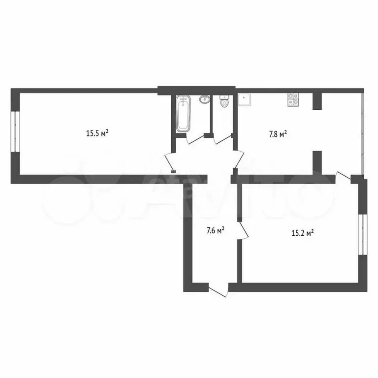 2-к. квартира, 49 м, 5/5 эт. - Фото 0