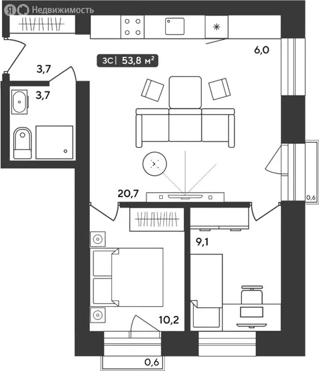 2-комнатная квартира: Октябрьский, жилой комплекс Альпийский квартал, ... - Фото 1