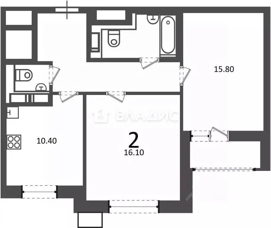 2-к кв. Москва ул. Ремизова, 11К2 (58.1 м) - Фото 2