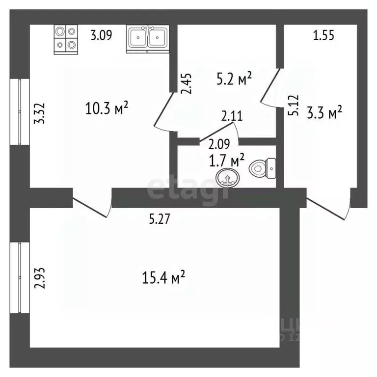 1-к кв. Калужская область, Кондрово г. Дзержинский муниципальный ... - Фото 2
