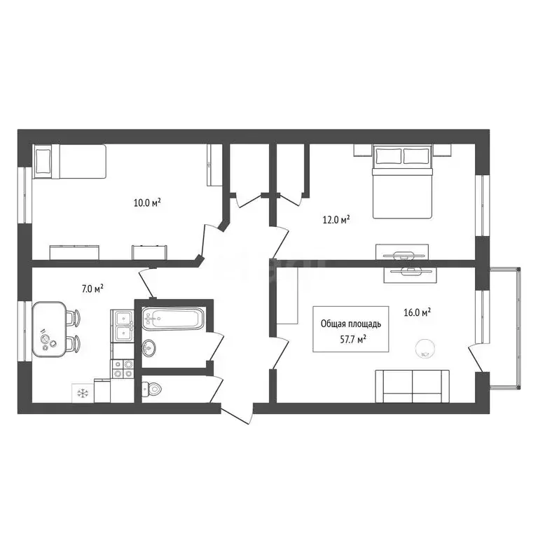 3-комнатная квартира: Бердск, улица Рогачёва, 32 (57.7 м) - Фото 1
