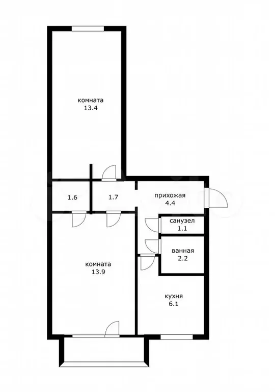 2-к. квартира, 48 м, 3/5 эт. - Фото 0